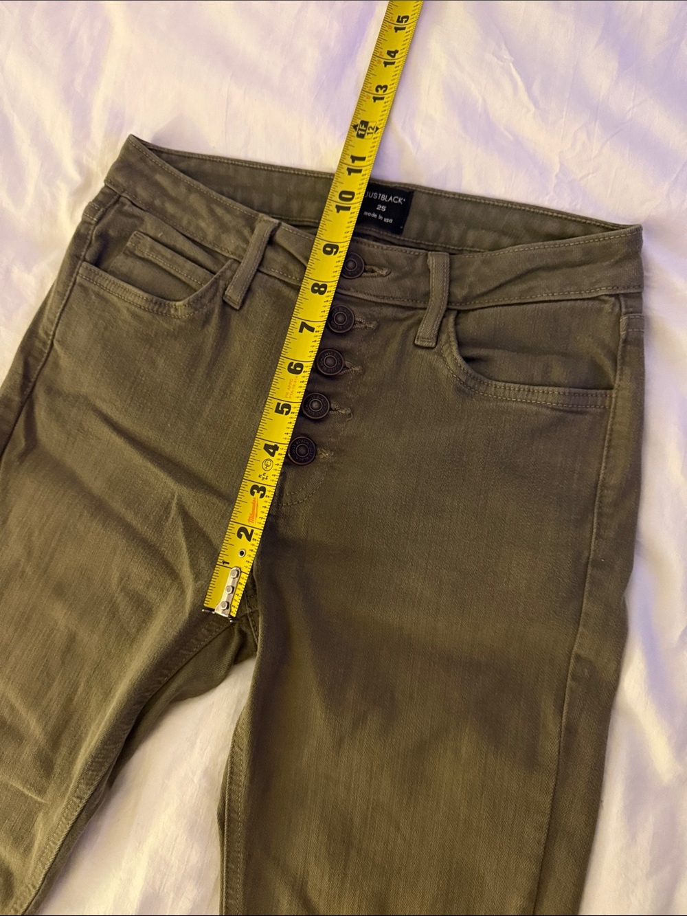 Just Black Olive Green High-Rise Skinny Jeans - Picture 5 of 8